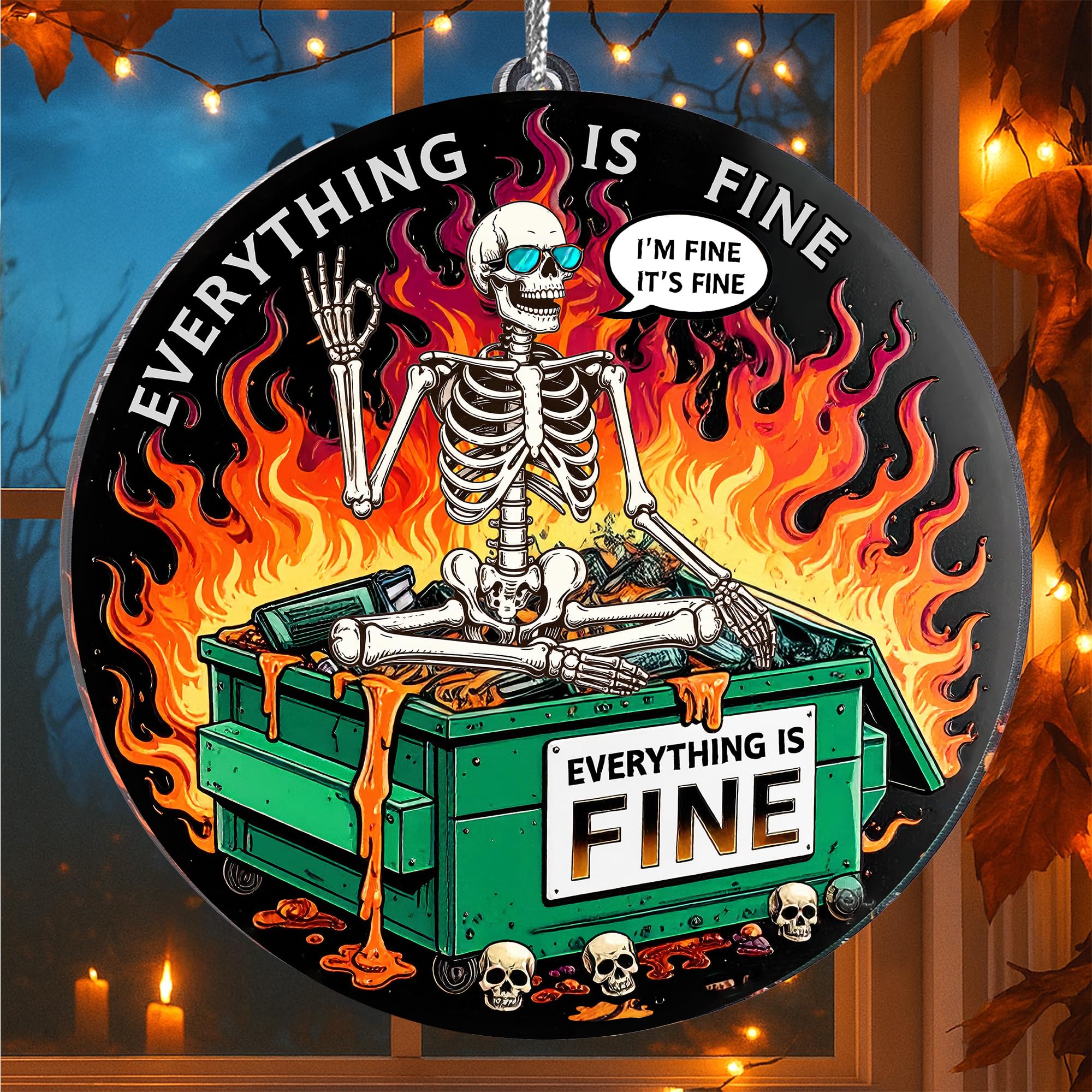 Funny holiday ornament 2025 dumpster fire design