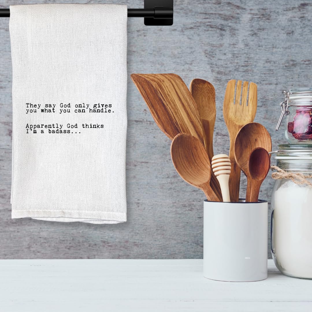 Funny kitchen towels with sayings by Second Nature By Hand