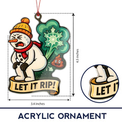 Funny snowman christmas ornament close up vibrant colors