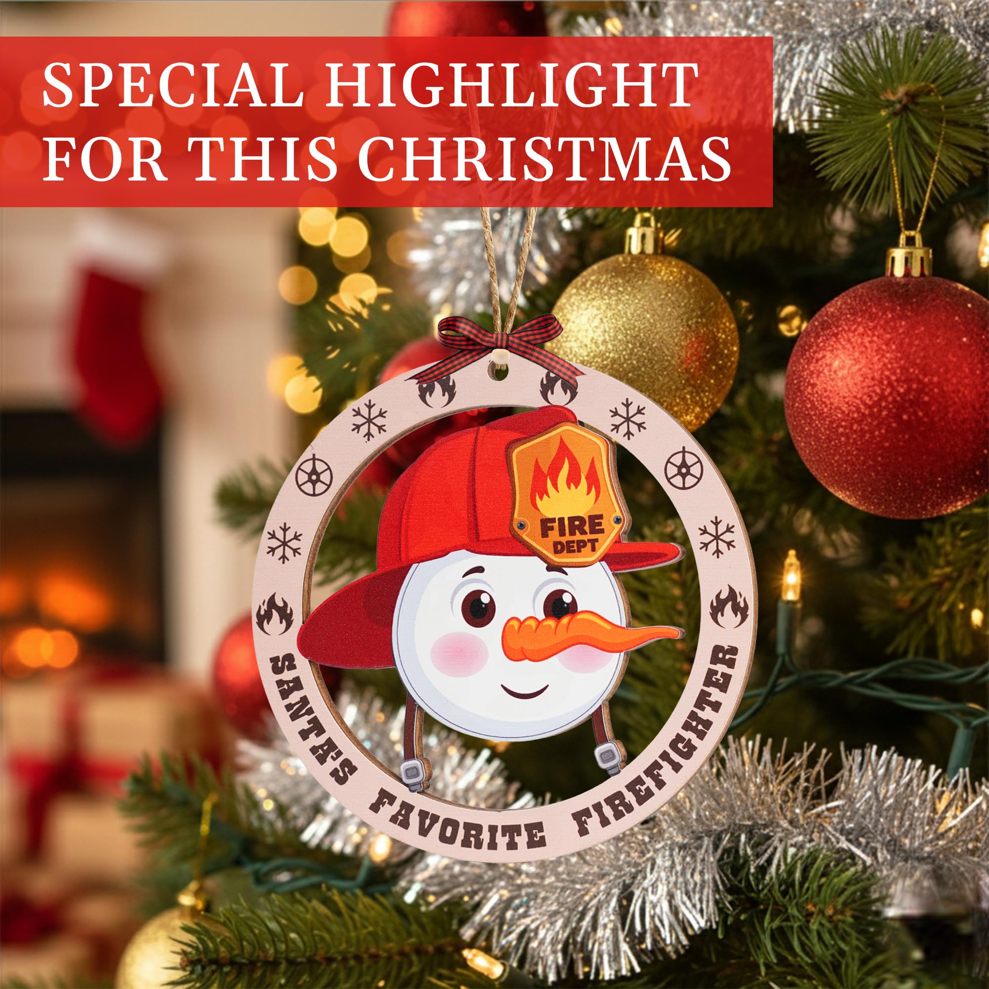 Funny snowman firefighter ornament 2025 design
