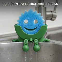 sponge holders positioned on sink edge for drainage