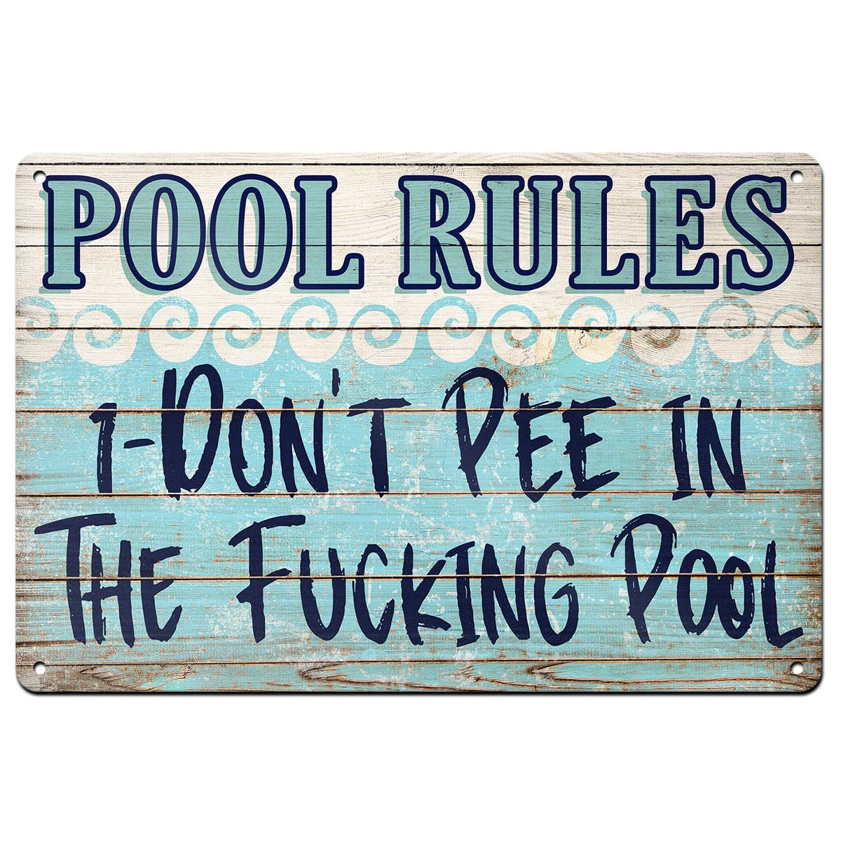 Funny Tin Metal Sign Decor 9x12 pool sign with 2 holes