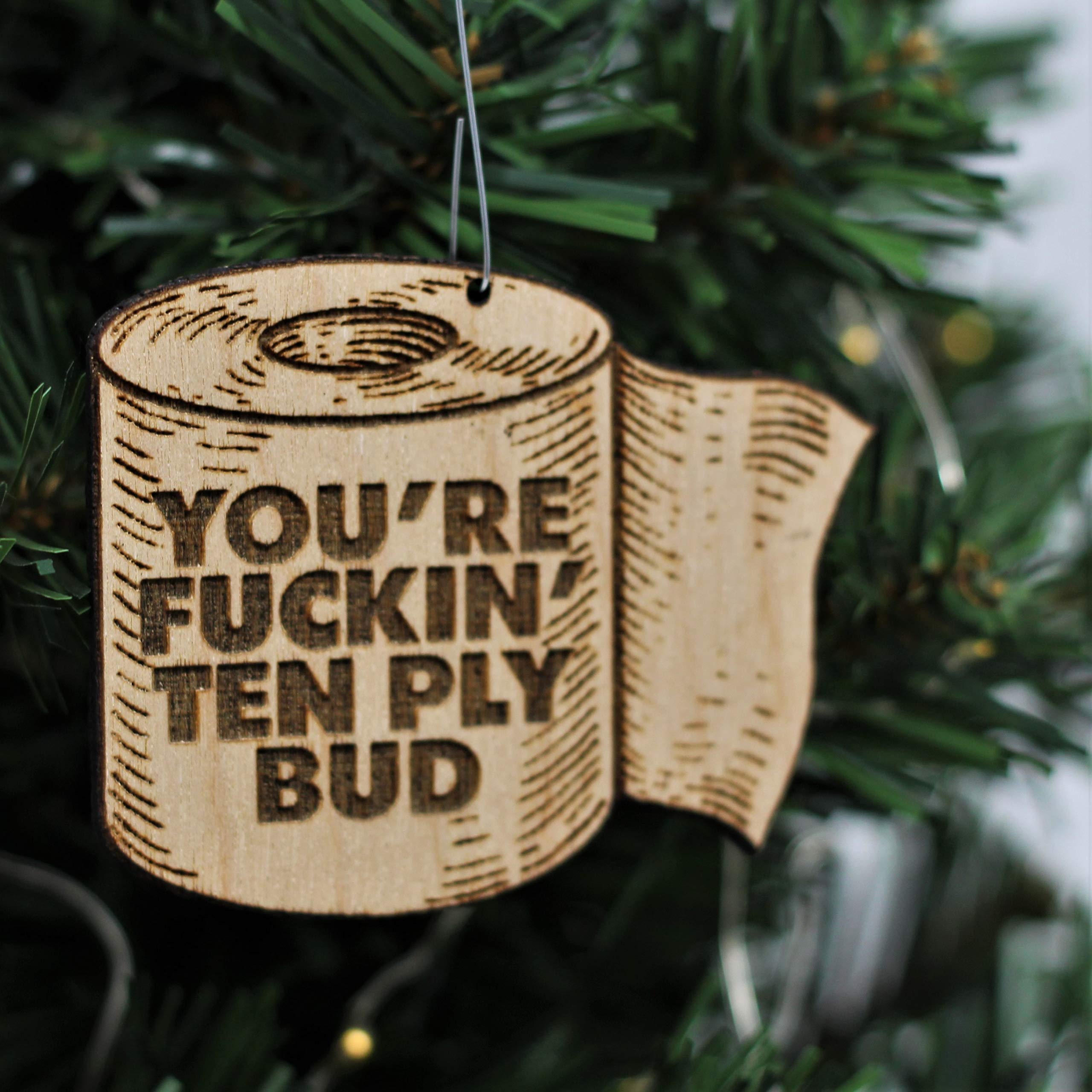 Funny Toilet Paper ornament handcrafted in Portland studio
