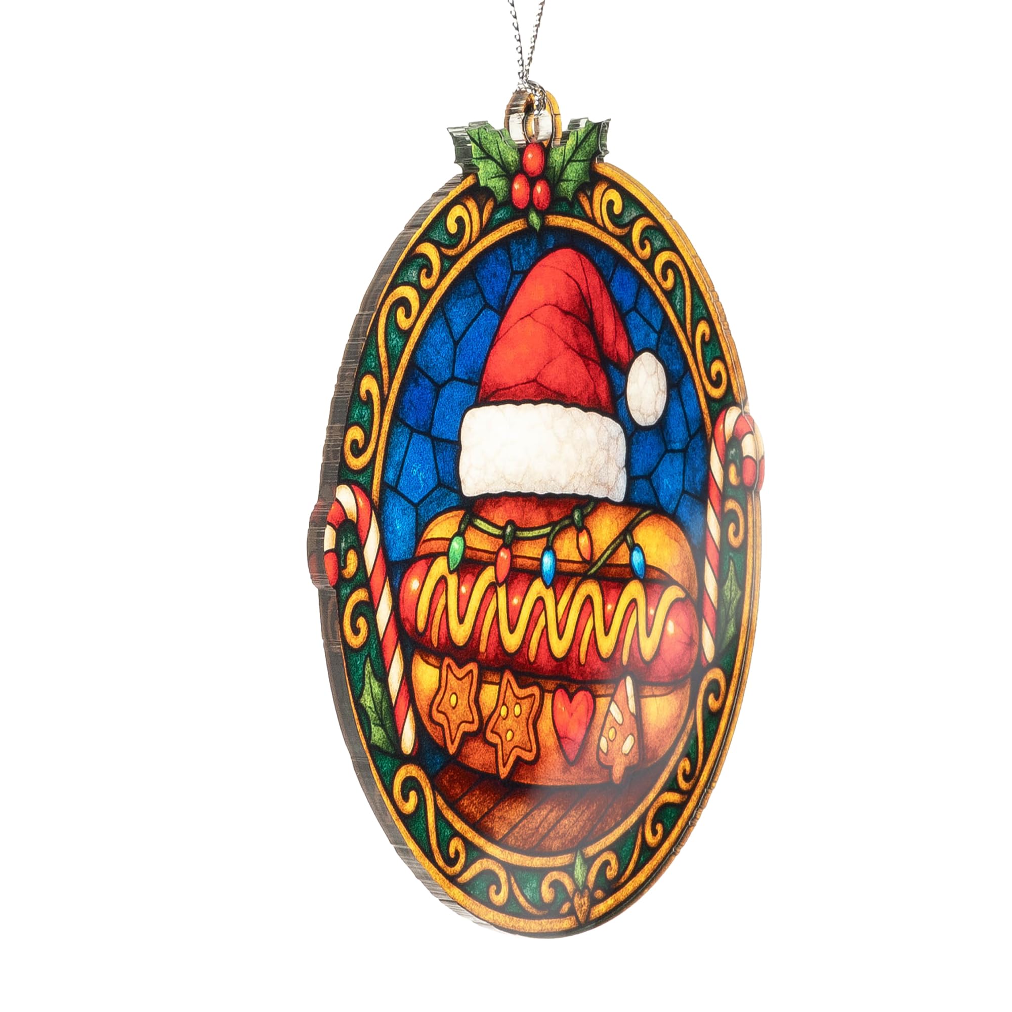 Santa Hotdog Ornament as festive holiday kitchen decor
