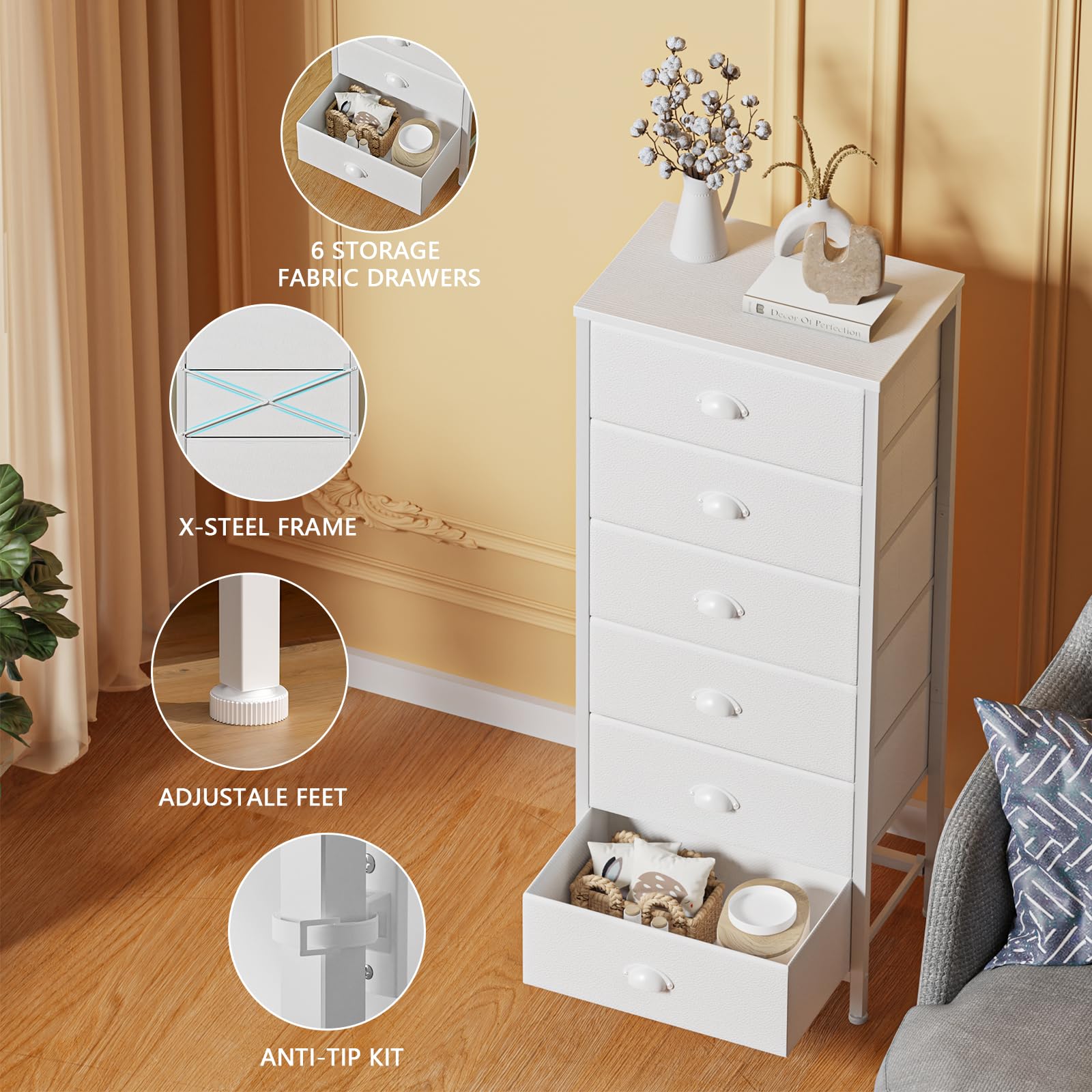Anti-tip device protects family using Furnulem dresser