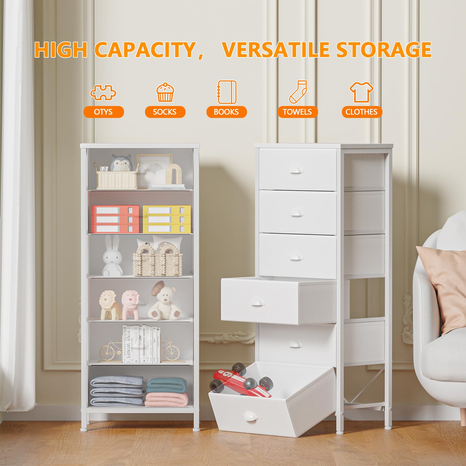 Breathable non-woven fabric drawers on MDF top of Furnulem dresser
