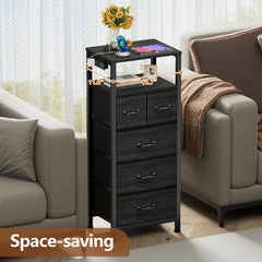 Side charging station with outlets and USB ports on Furnulem Dresser