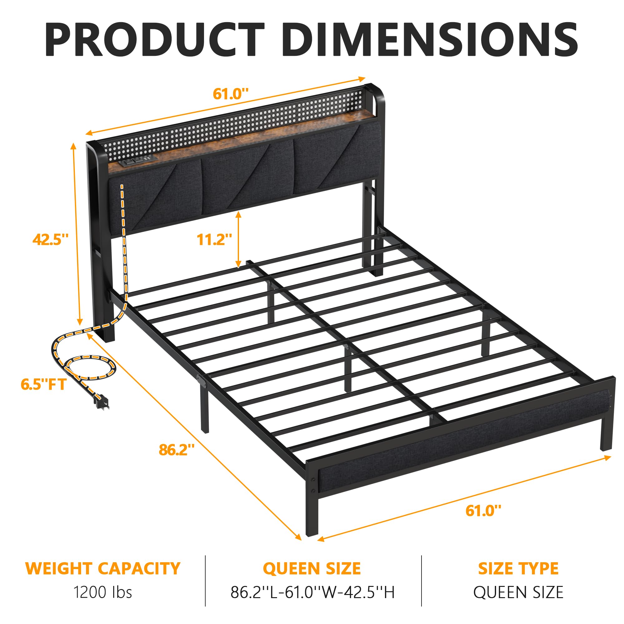 Headboard storage with outlets and USB ports