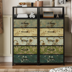 Tall wood top dresser in bedroom setting