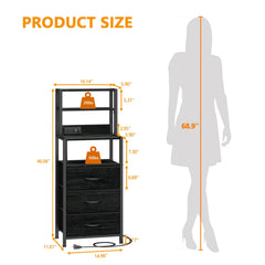 Furnulem tall nightstand showing charging station with USB ports