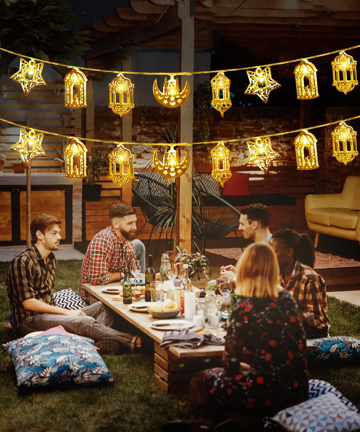Battery powered ramadan lantern lights for indoor outdoor use