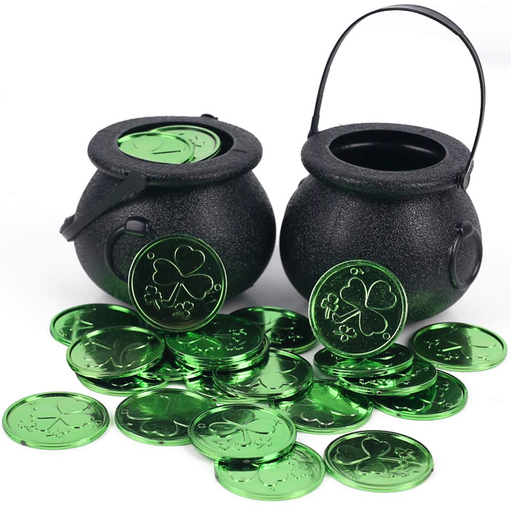 FUTUREPLUSX 2-pack St Patrick's Day plastic black cauldron kettles