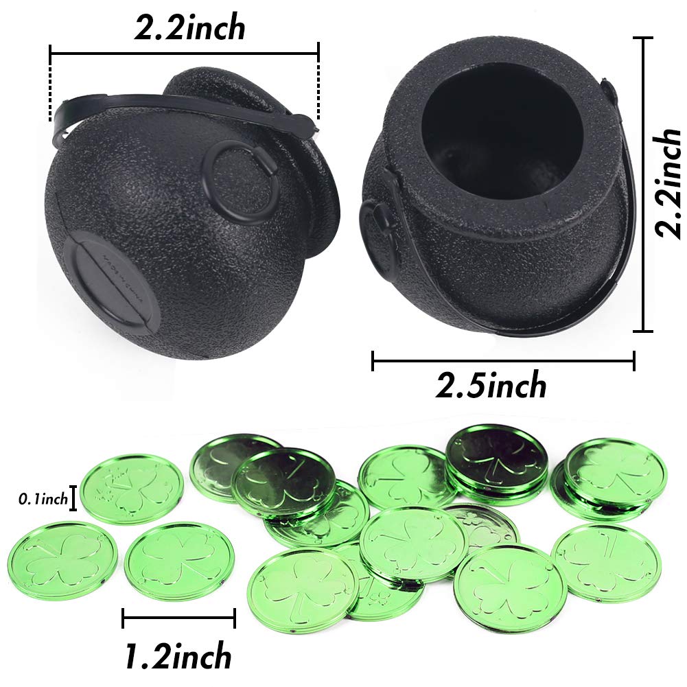 Two mini black cauldrons with handles for party decor