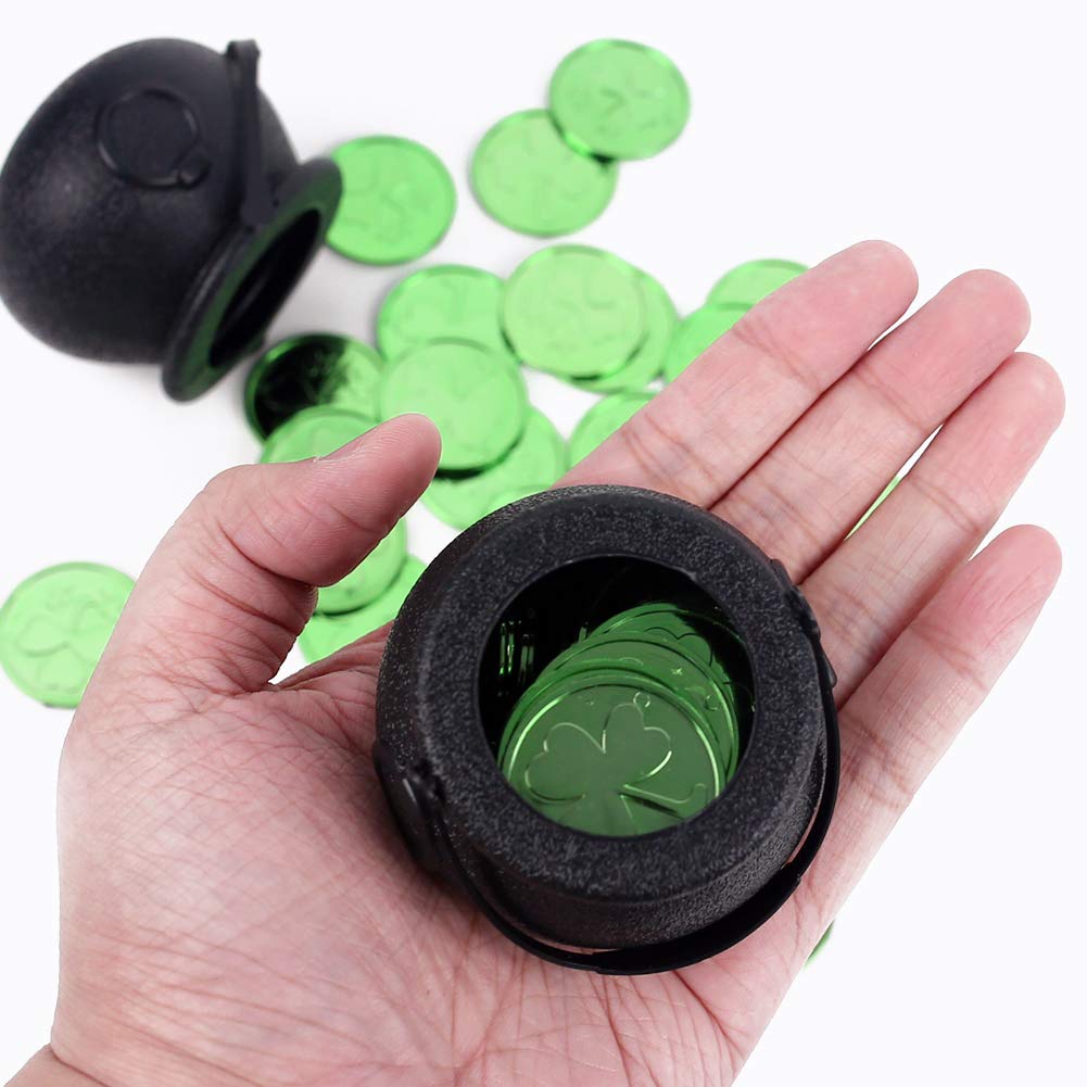 Coins etched with clovers for seasonal decor