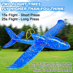 Foam airplane toy LED night visibility flying modes 15s 25s