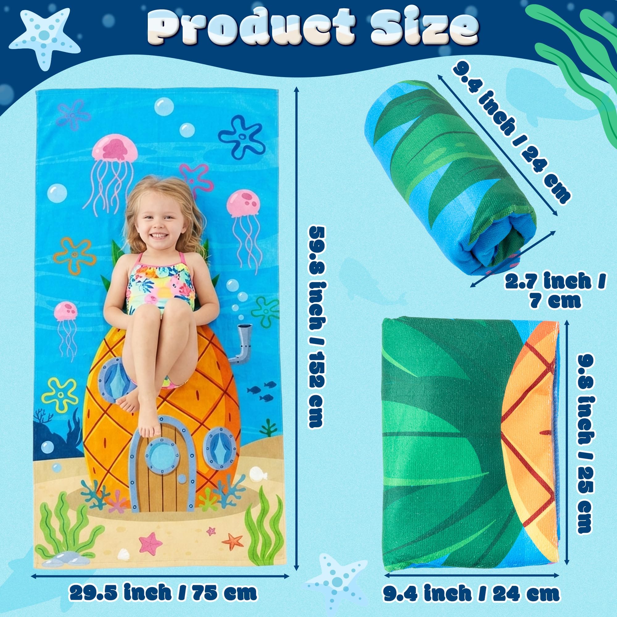 Blue Ocean Under The Sea design towel for children