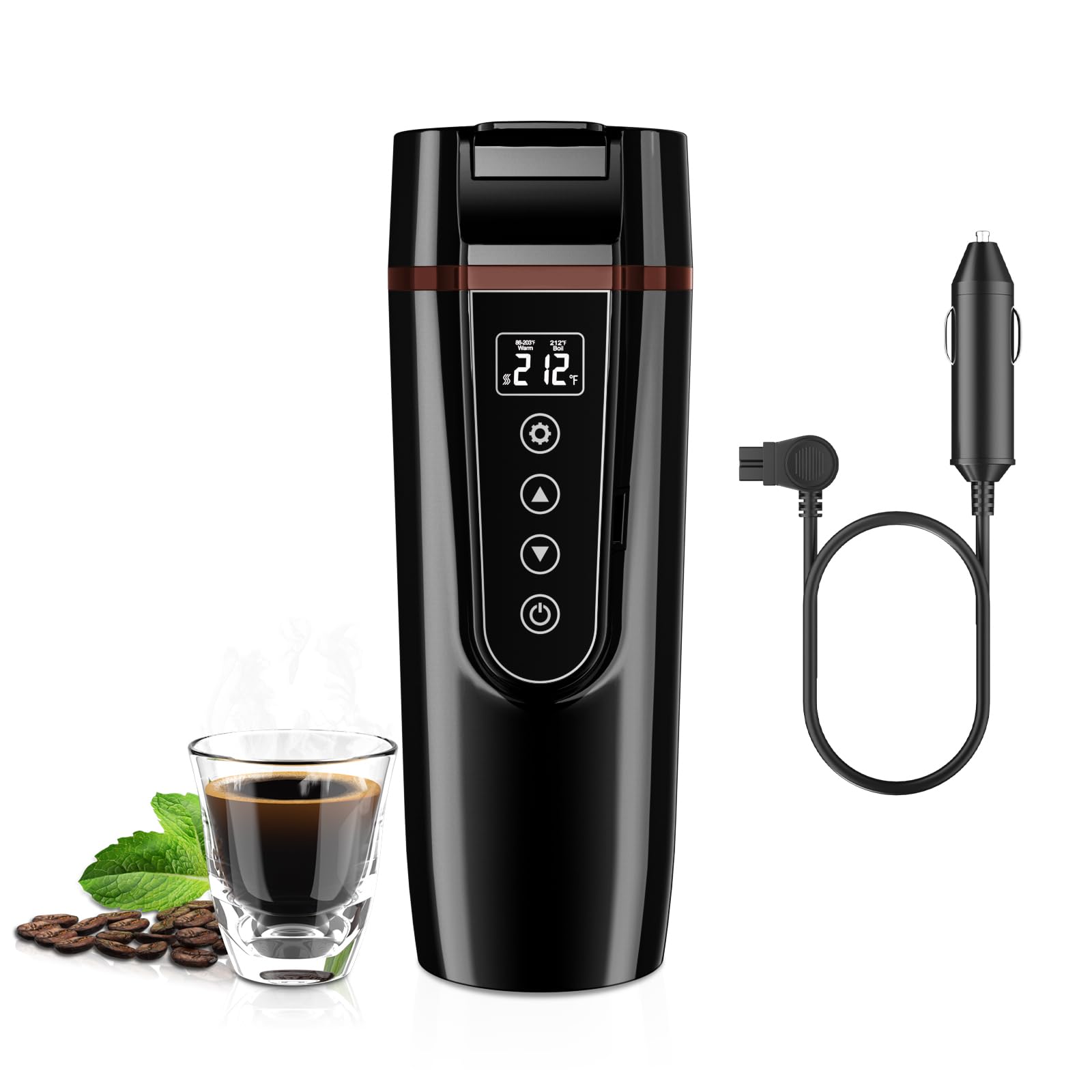 FVPE 12V/24V car kettle with 400 mL capacity for travel