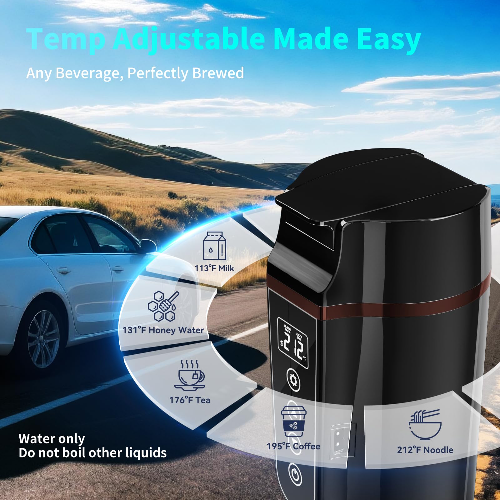 FVPE 400 mL car kettle for road trips and camping