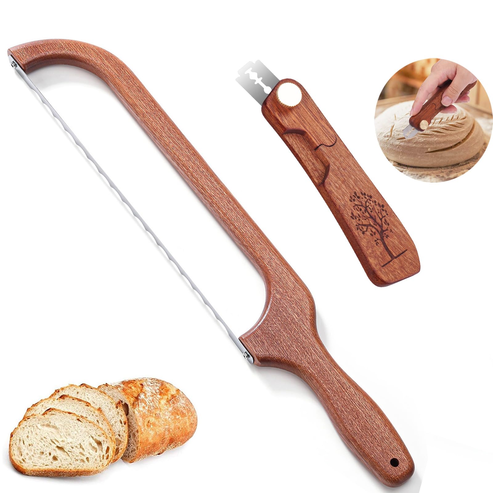 FYLFOTA sourdough bread knife with wooden handle