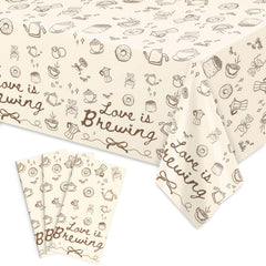 fysuimu love is brewing tablecloth beige pattern 53.9 x 107.9 inches
