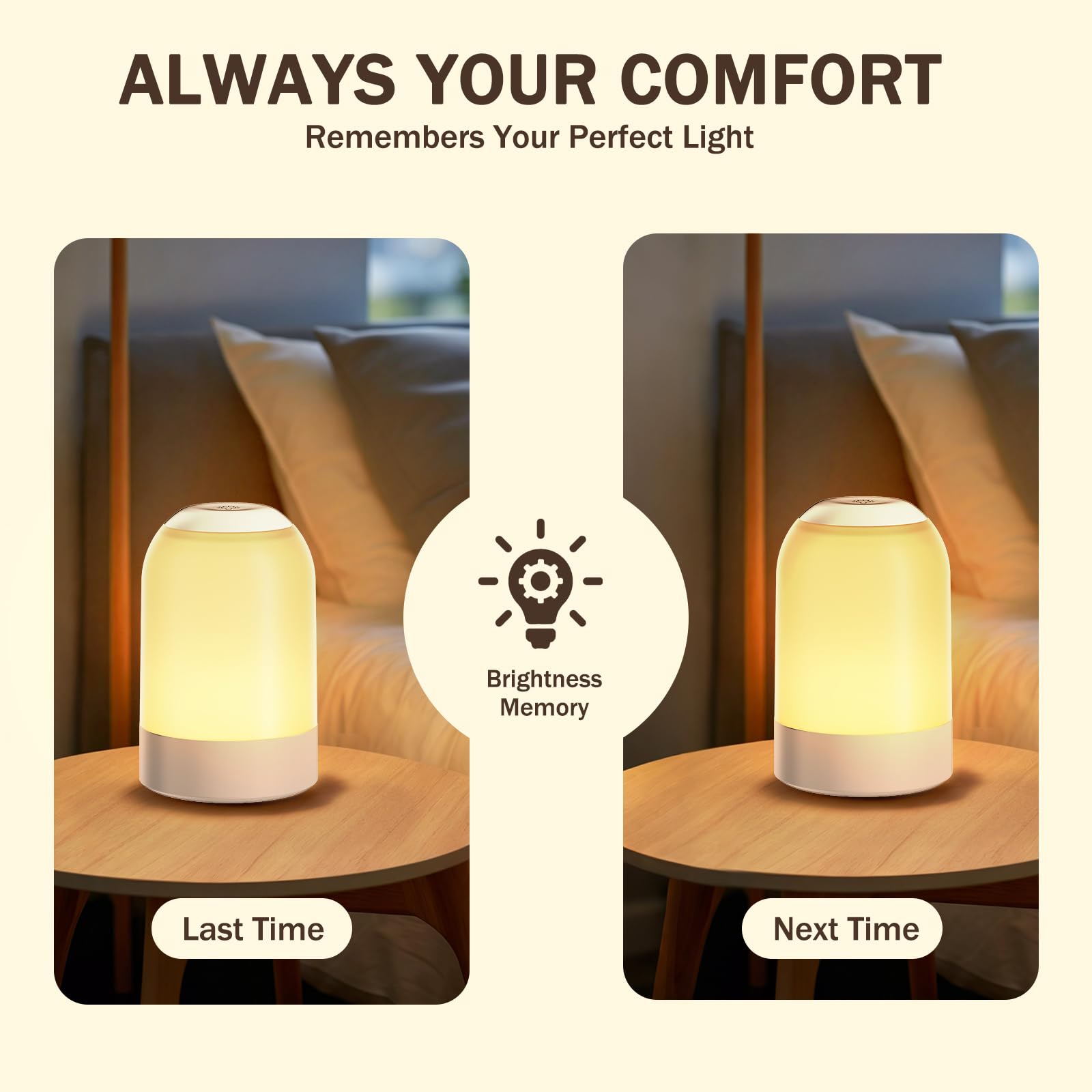 Rechargeable cordless night light by G Keni for travel