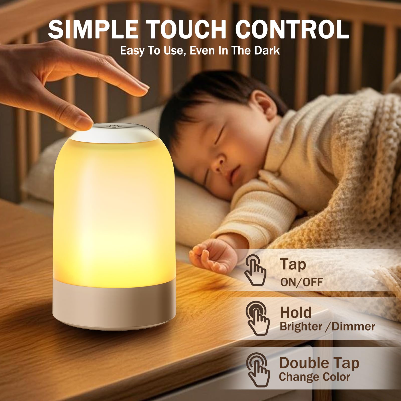 Warm white light option on G Keni night light for bedtime