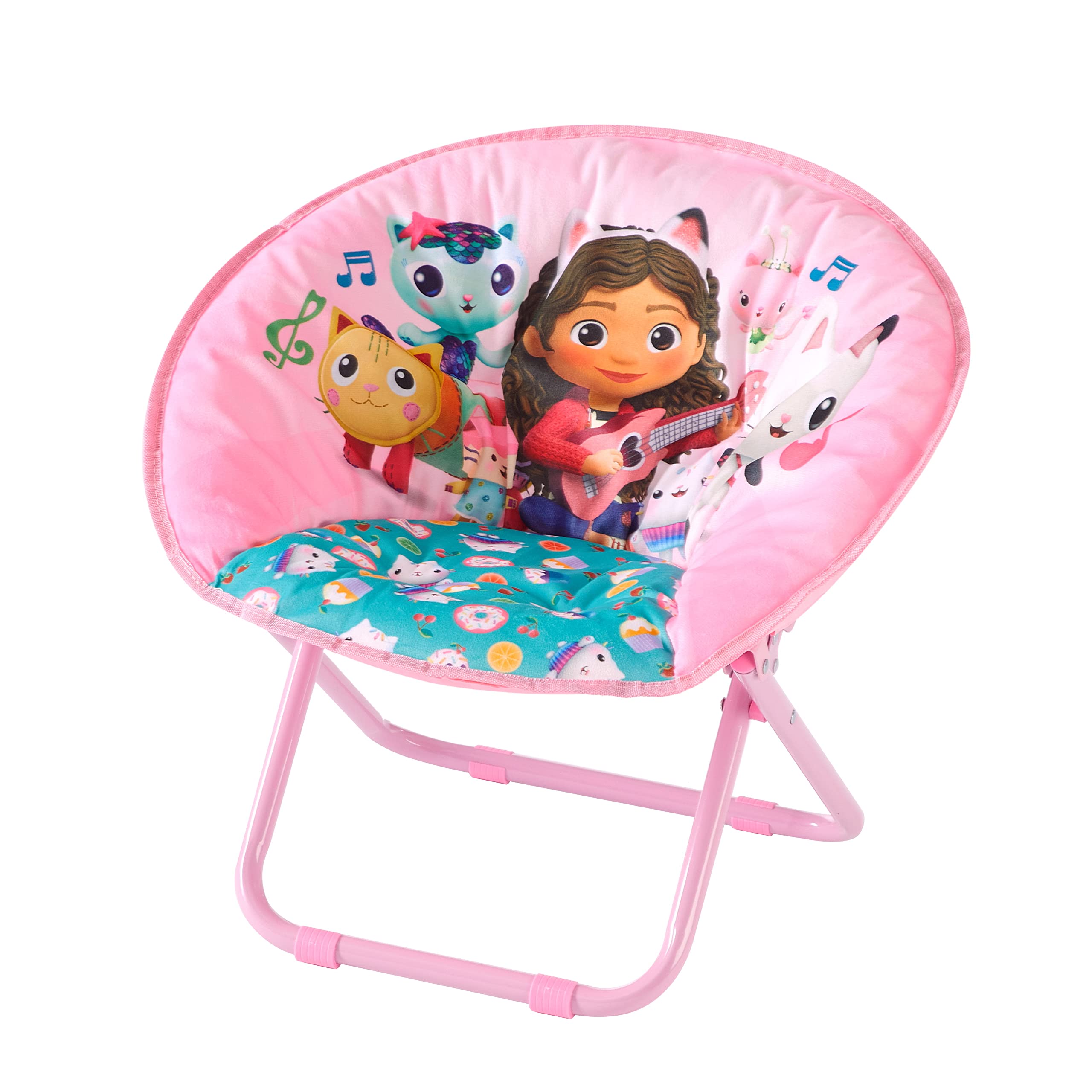 Gabby’s Dollhouse toddler saucer chair open dimensions 17.3 x 19.7 x 18.9 inches