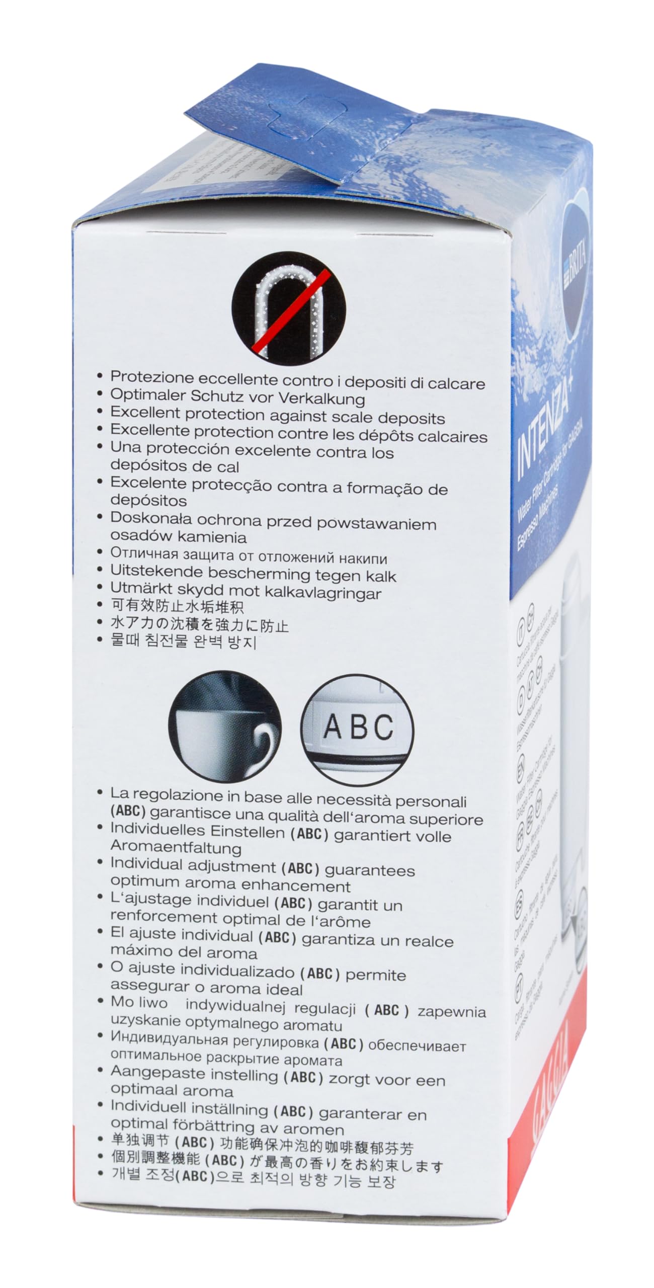 Intenza water filter packaging for Gaggia espresso machines