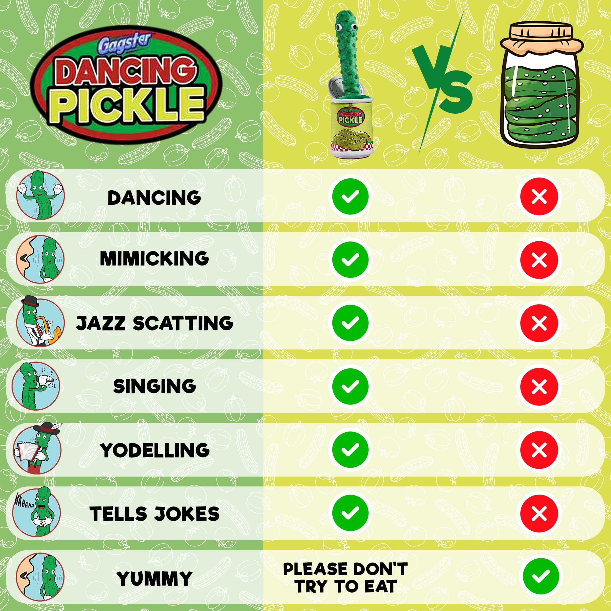 Gagster pickle gag gift packaging and display