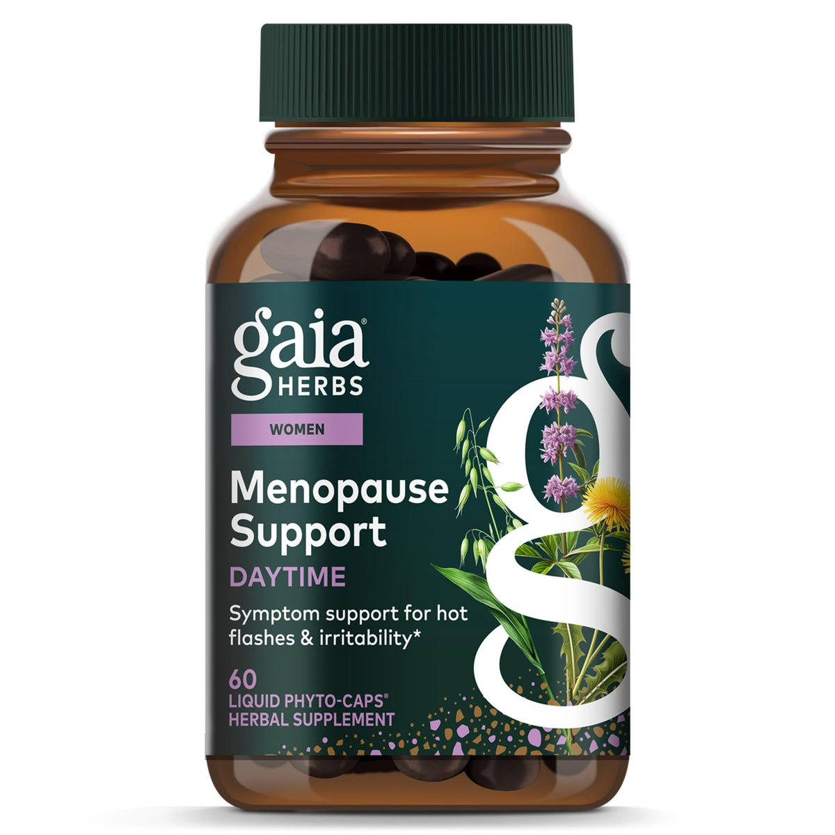 Gaia Herbs Menopause Support Daytime label with 60 vegan capsules