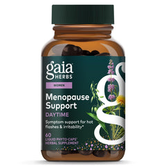 Gaia Herbs Menopause Support Daytime label with 60 vegan capsules
