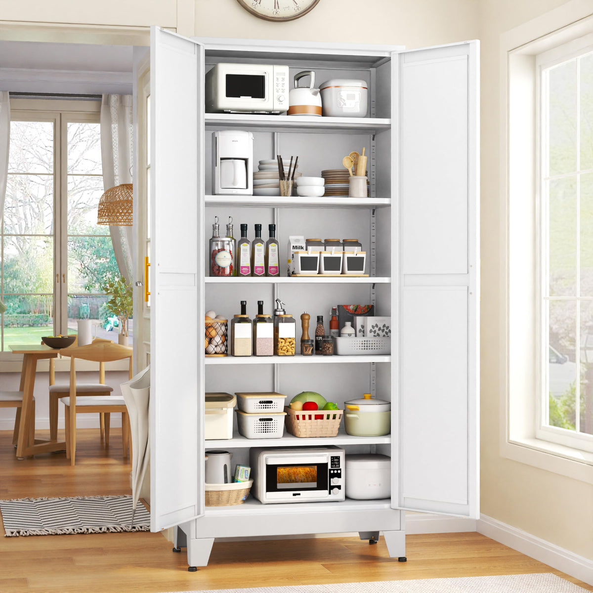 GAIOUS 75.2 tall metal pantry cabinet front view with two doors