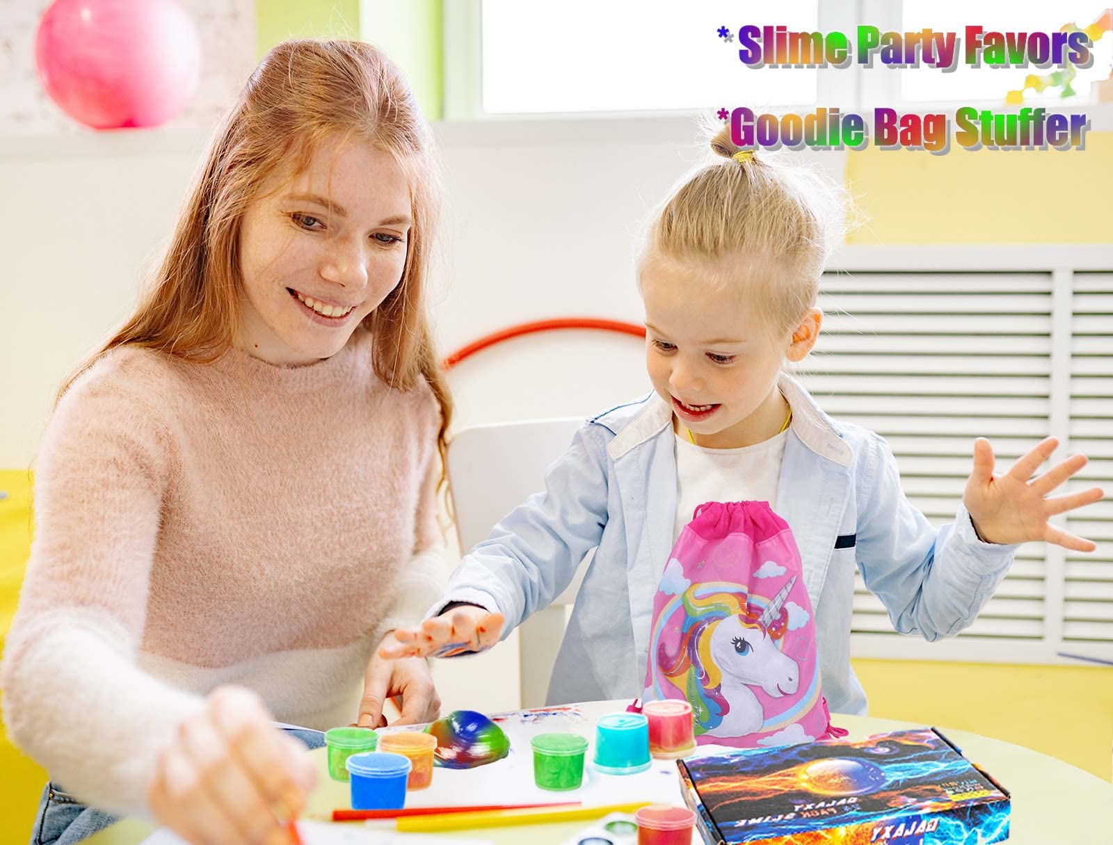 Galaxy slime party favors with 2-3 colors