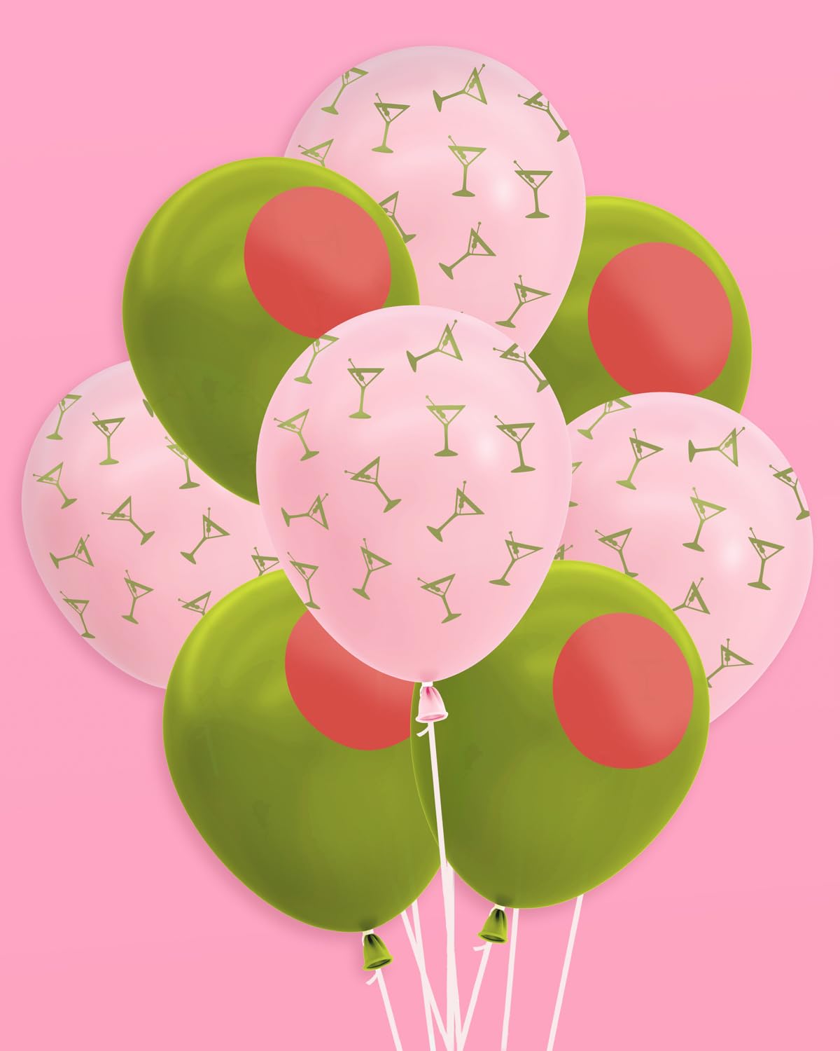 pink and olive bachelorette party balloons