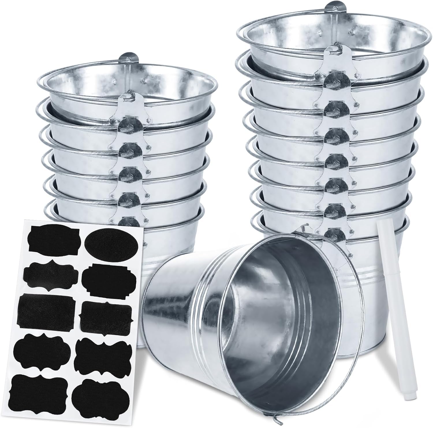 galvanized buckets 12 pack with handles for decor