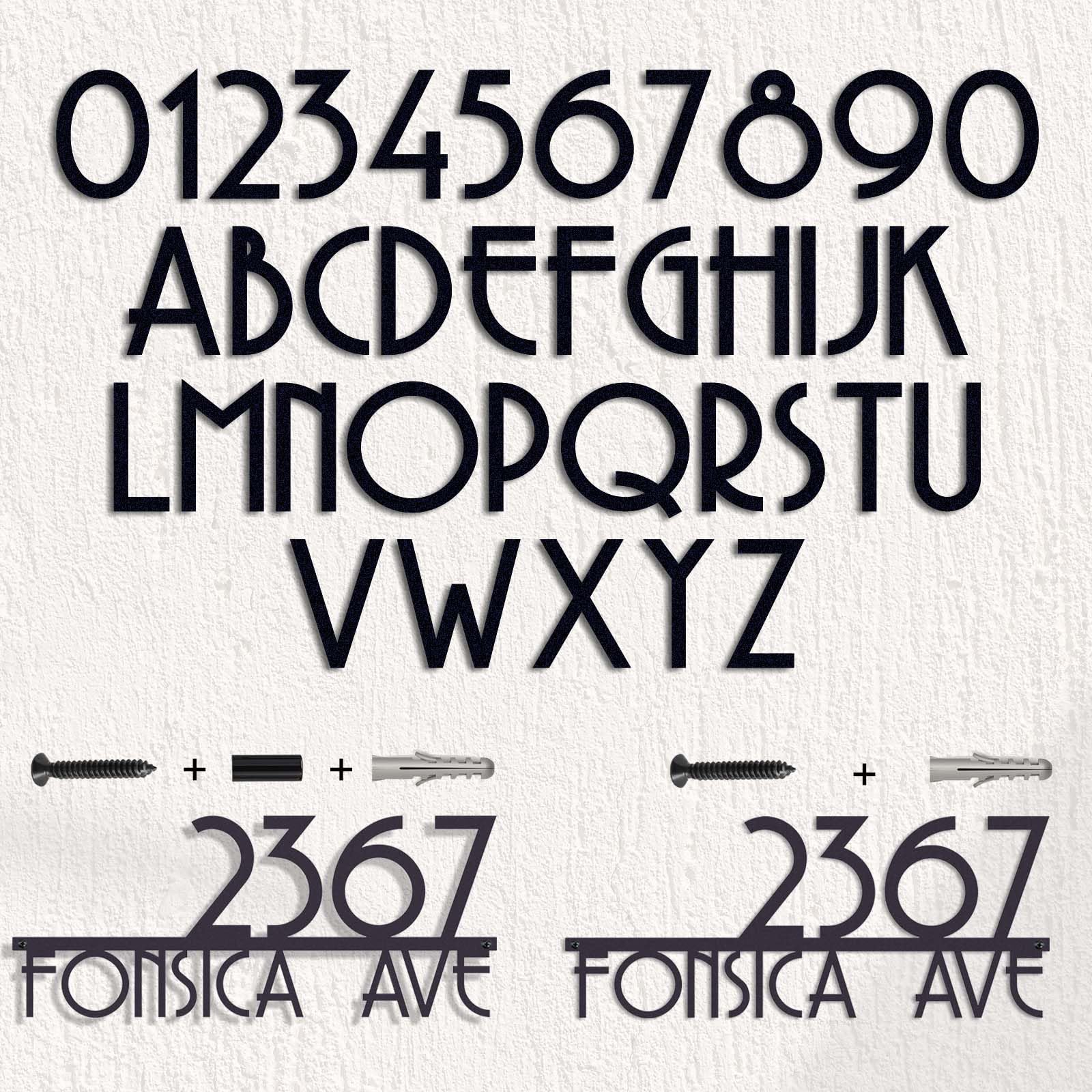 Galvanized steel address numbers for outdoor use