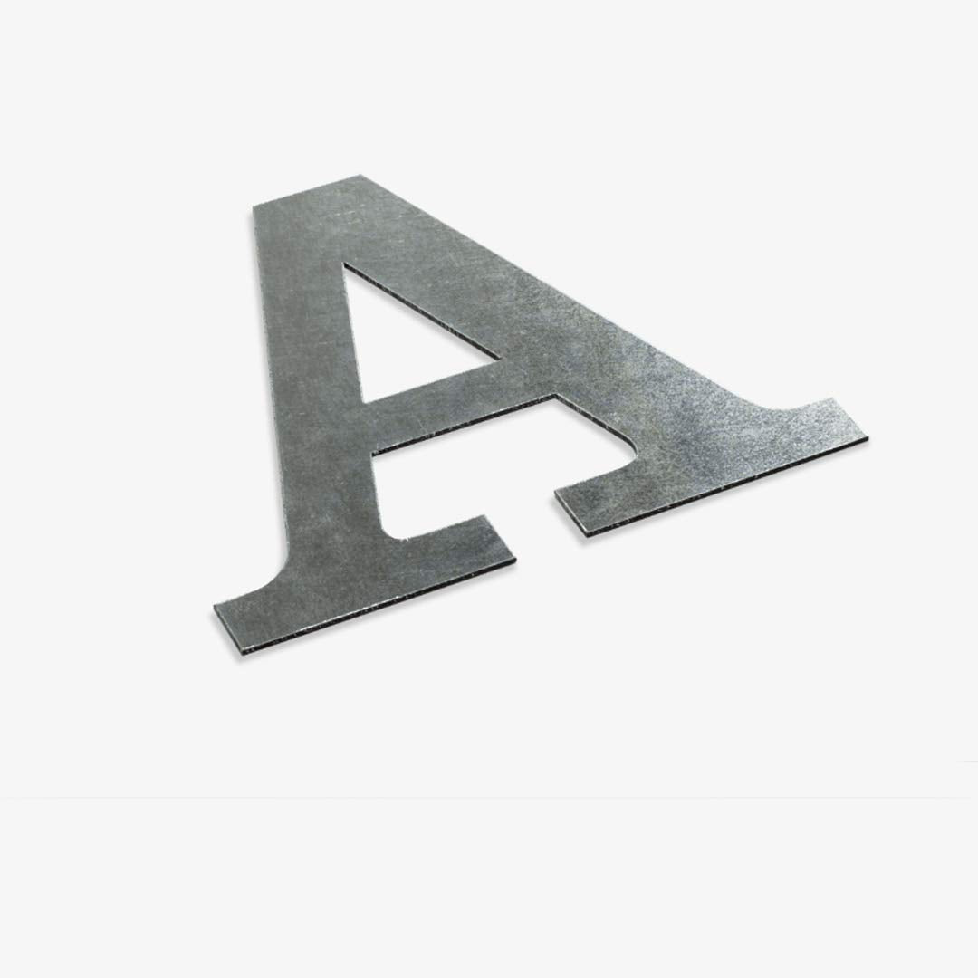 Galvanized steel initial letter for indoor outdoor use