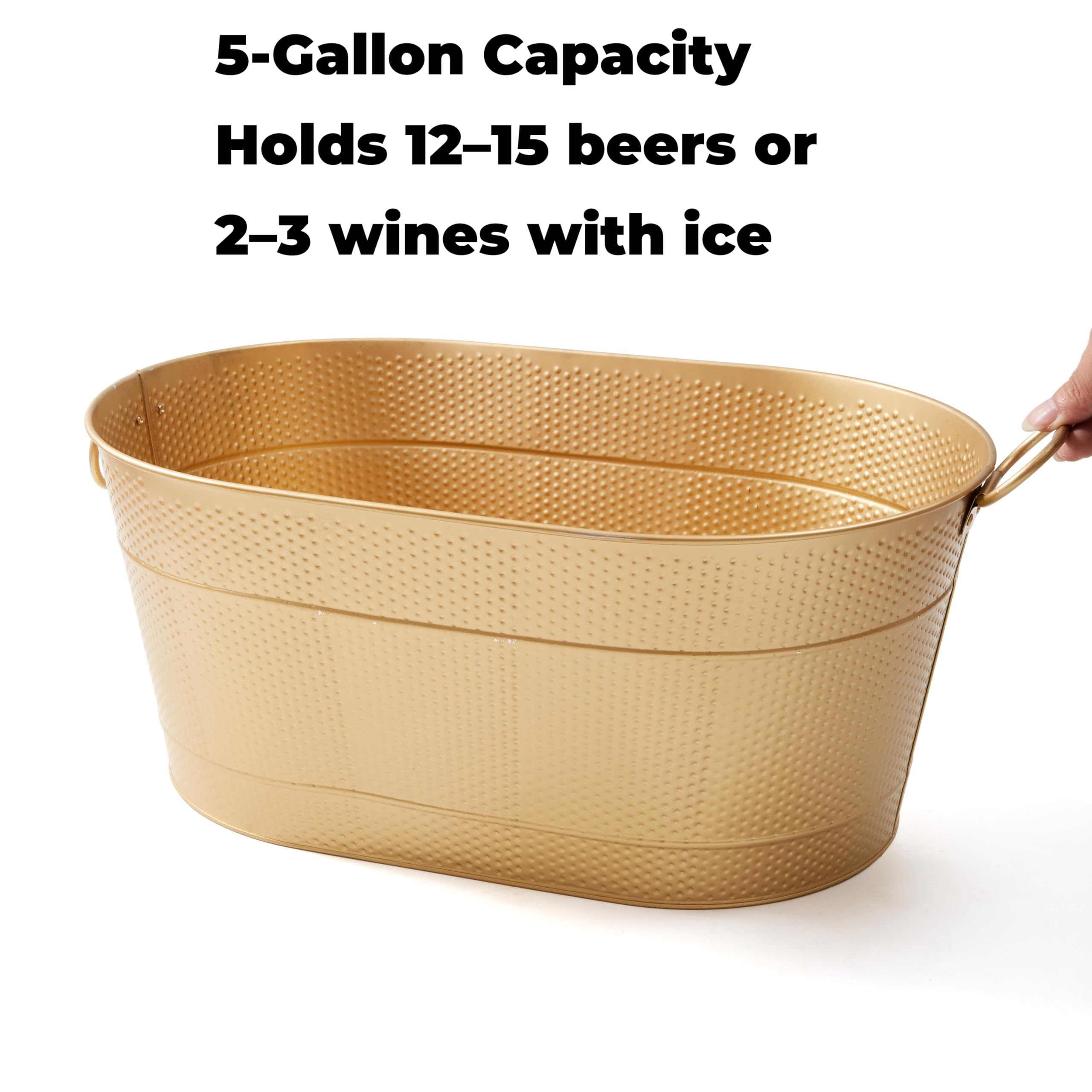 Galvanized steel beverage tub with handles for parties