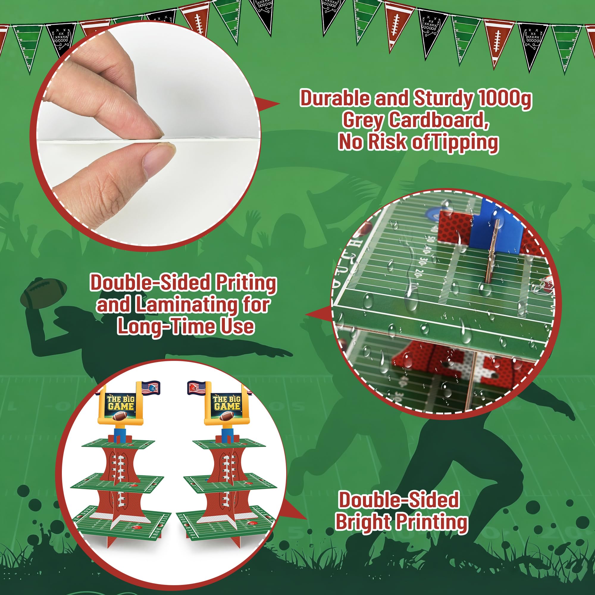 Football field graphics on double sided stand