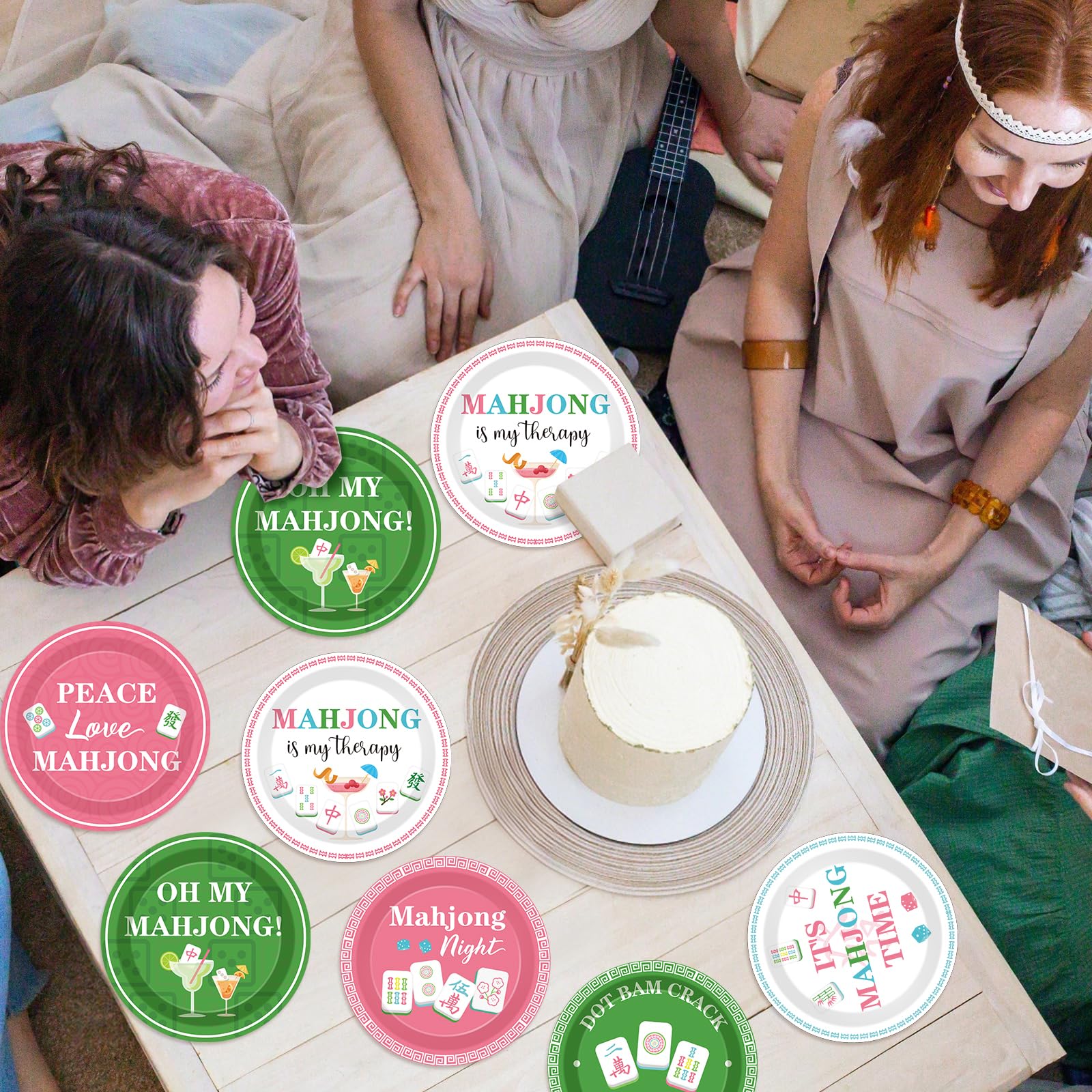 Game nights with mahjong themed disposable plates