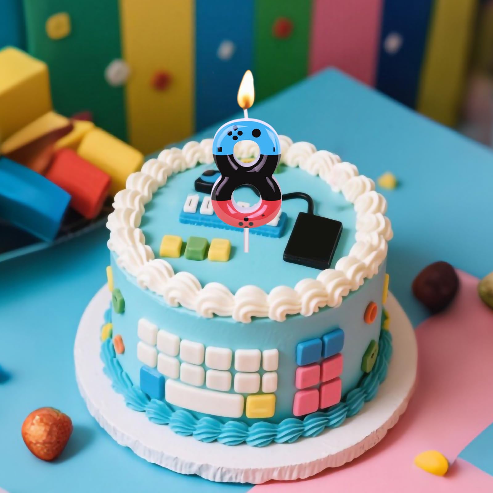 Video game controller themed candle design
