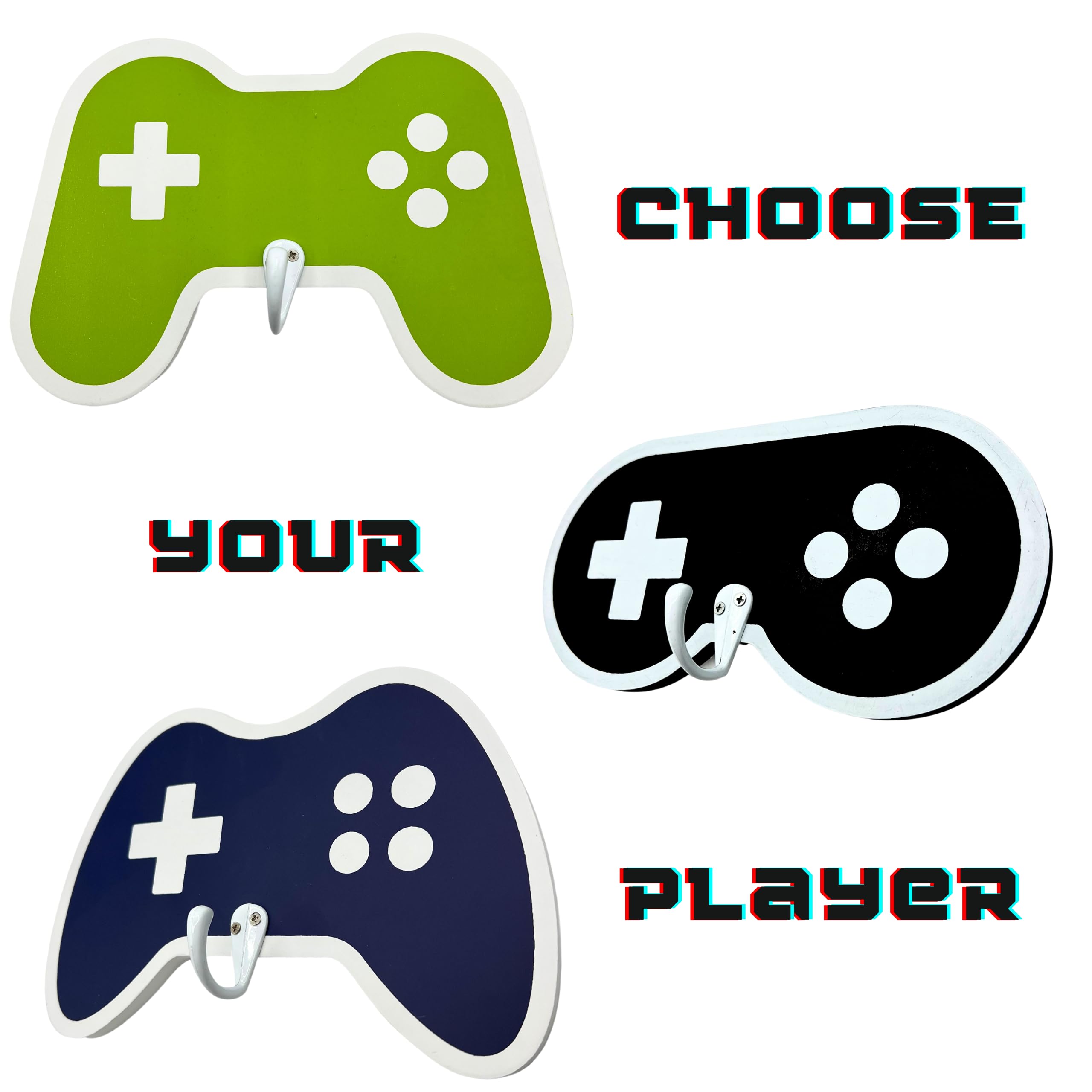 Wood wall hook inspired by gaming controller for teen playroom decor