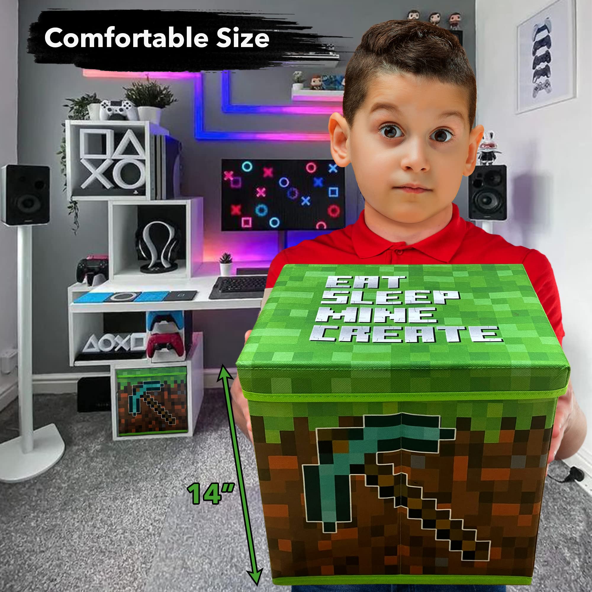 Gaming Pixelated 14 inch Storage Box artwork