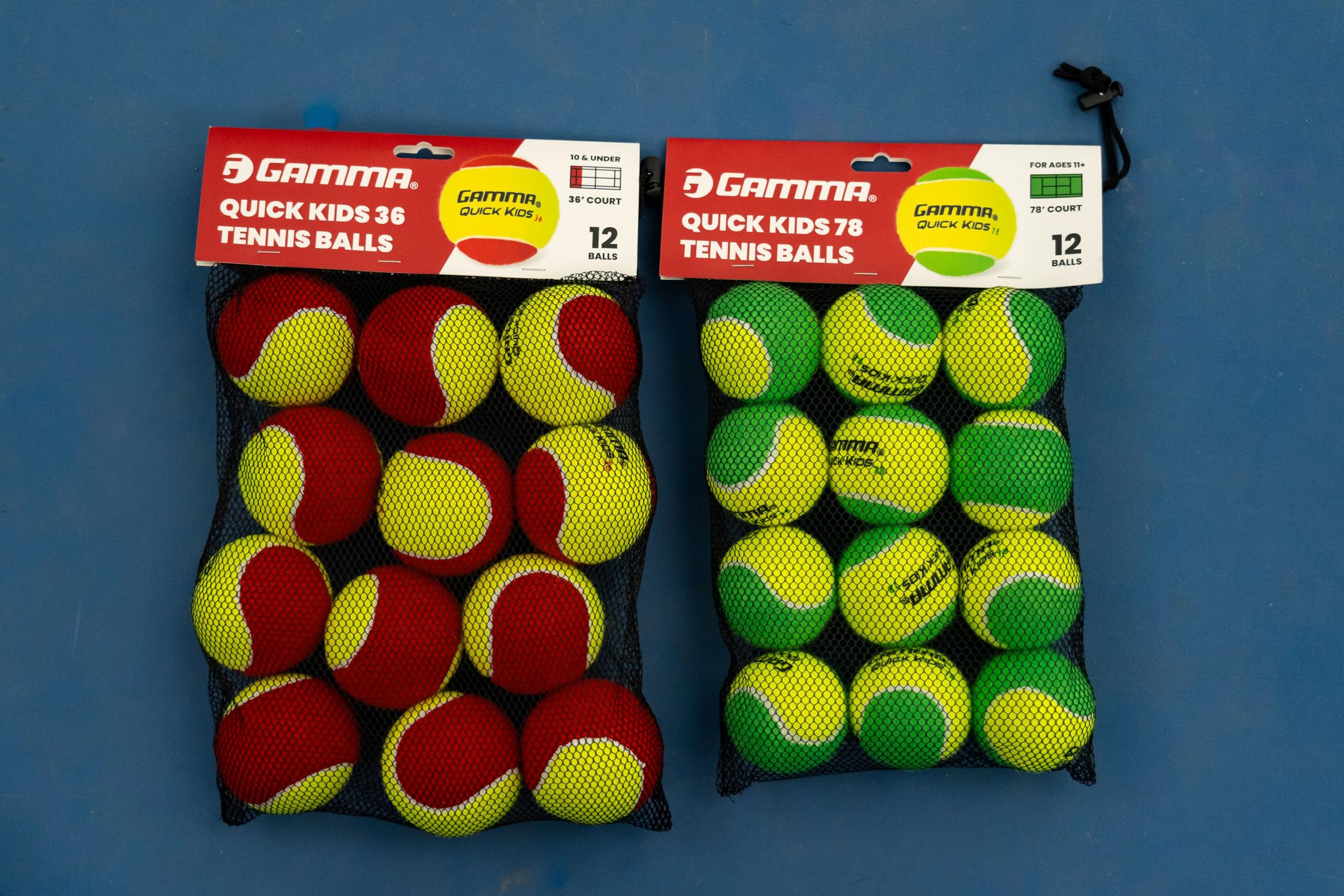 Ideal for beginners Gamma Quick Kids 36 training tennis balls in bag