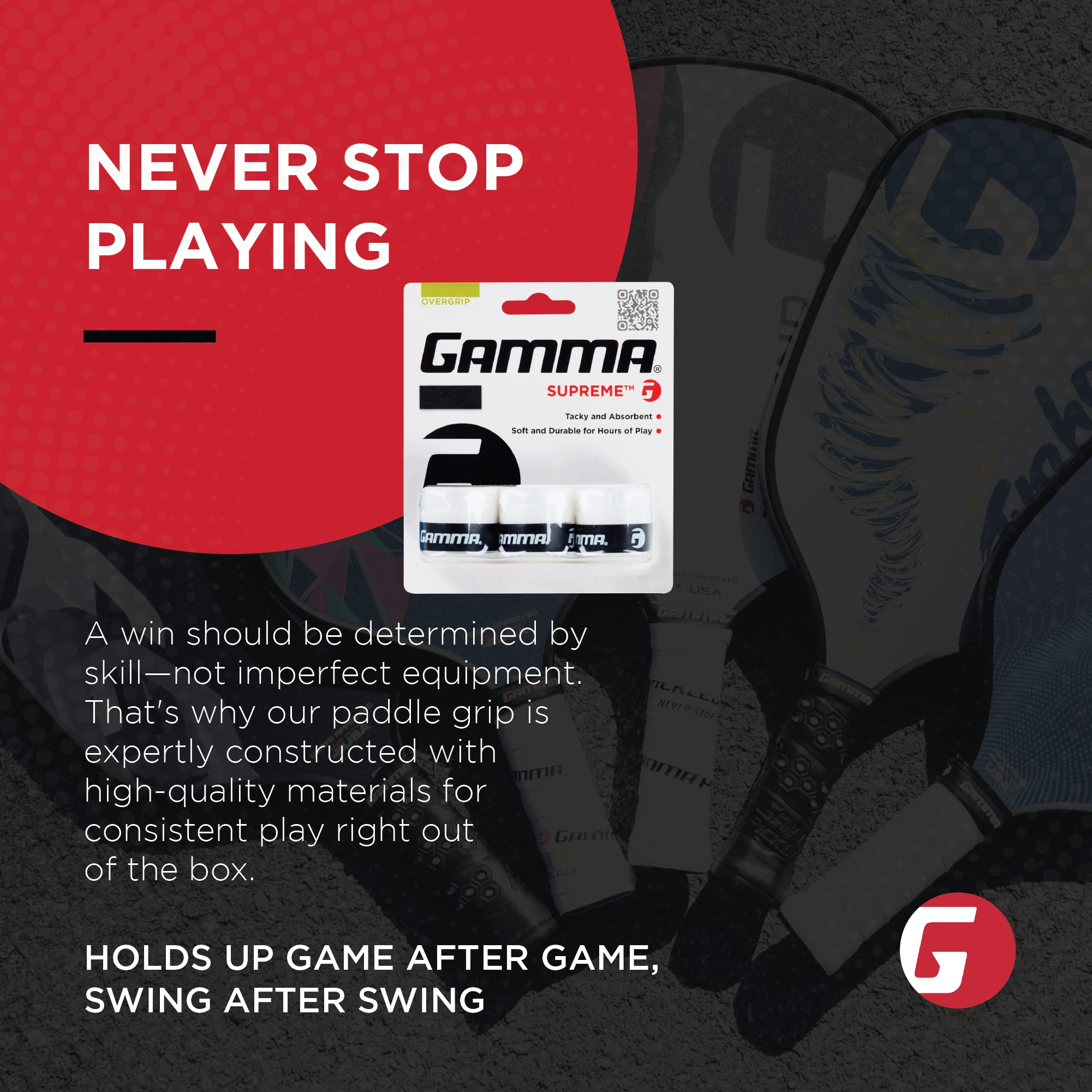 GAMMA Supreme Overgrip being applied to a racquet handle