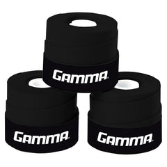 Closeup of GAMMA Sports Supreme Overgrip on black grip tape