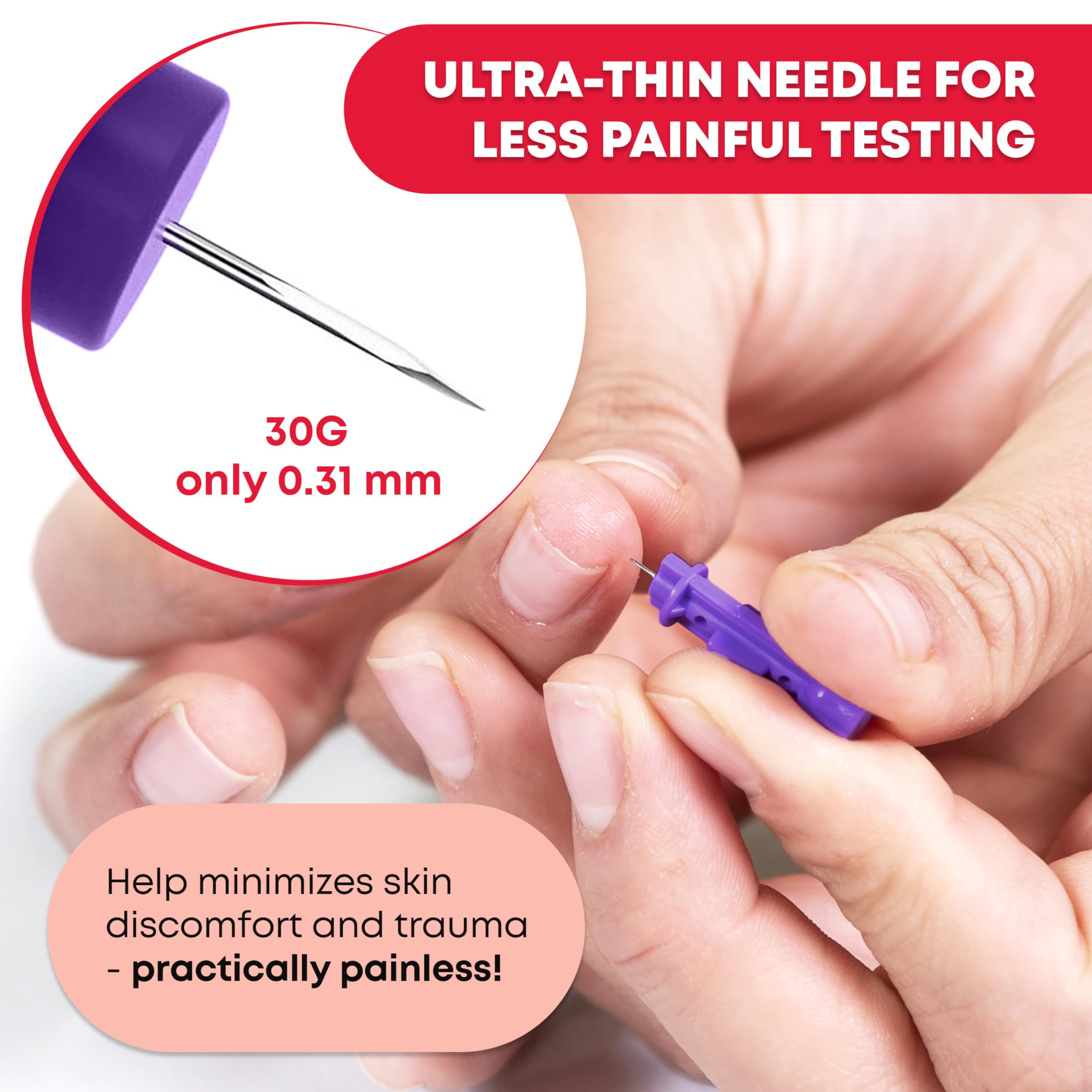 Gamma sterilized medical grade lancets for glucose testing