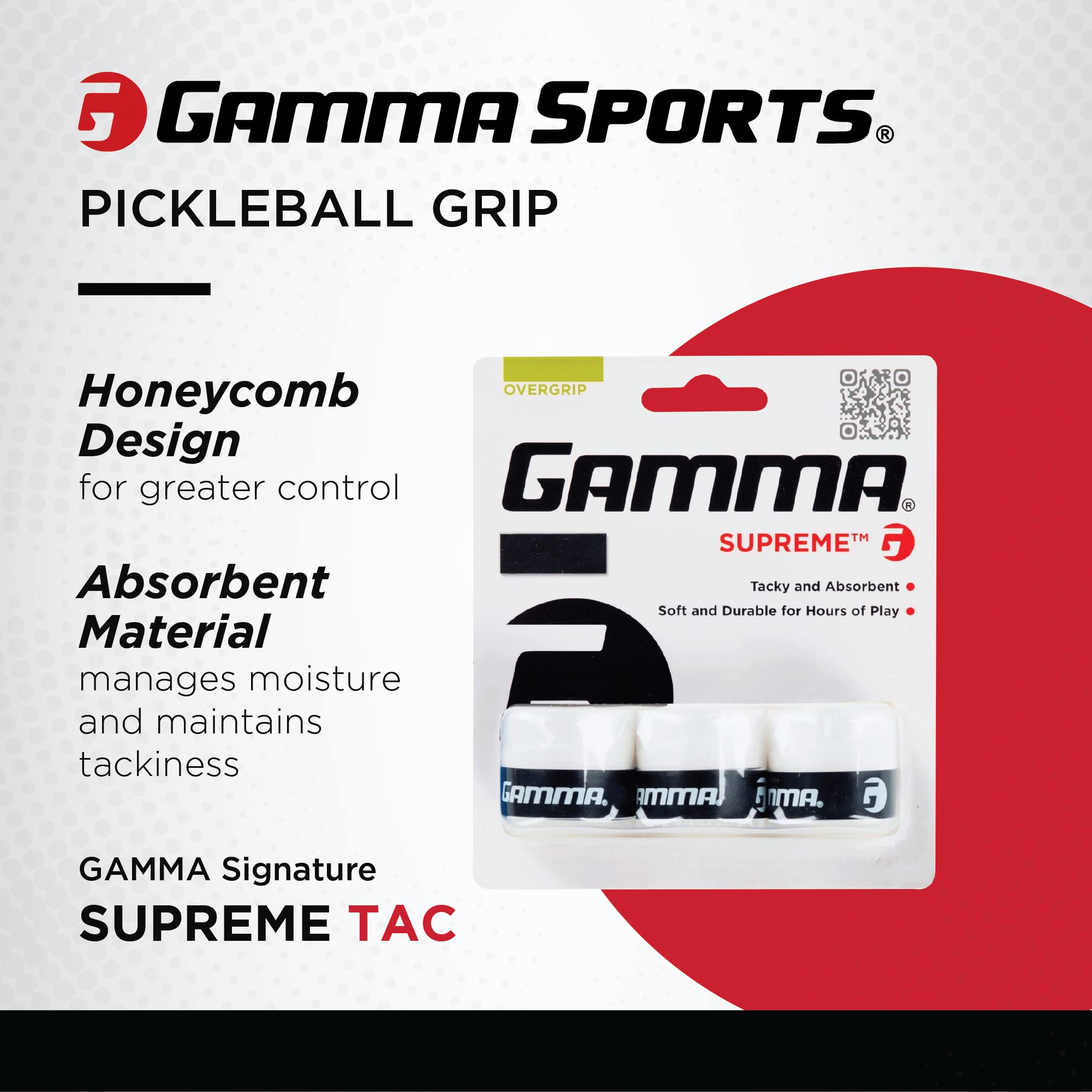 GAMMA overgrip displayed for multi-sport use on racquet handles