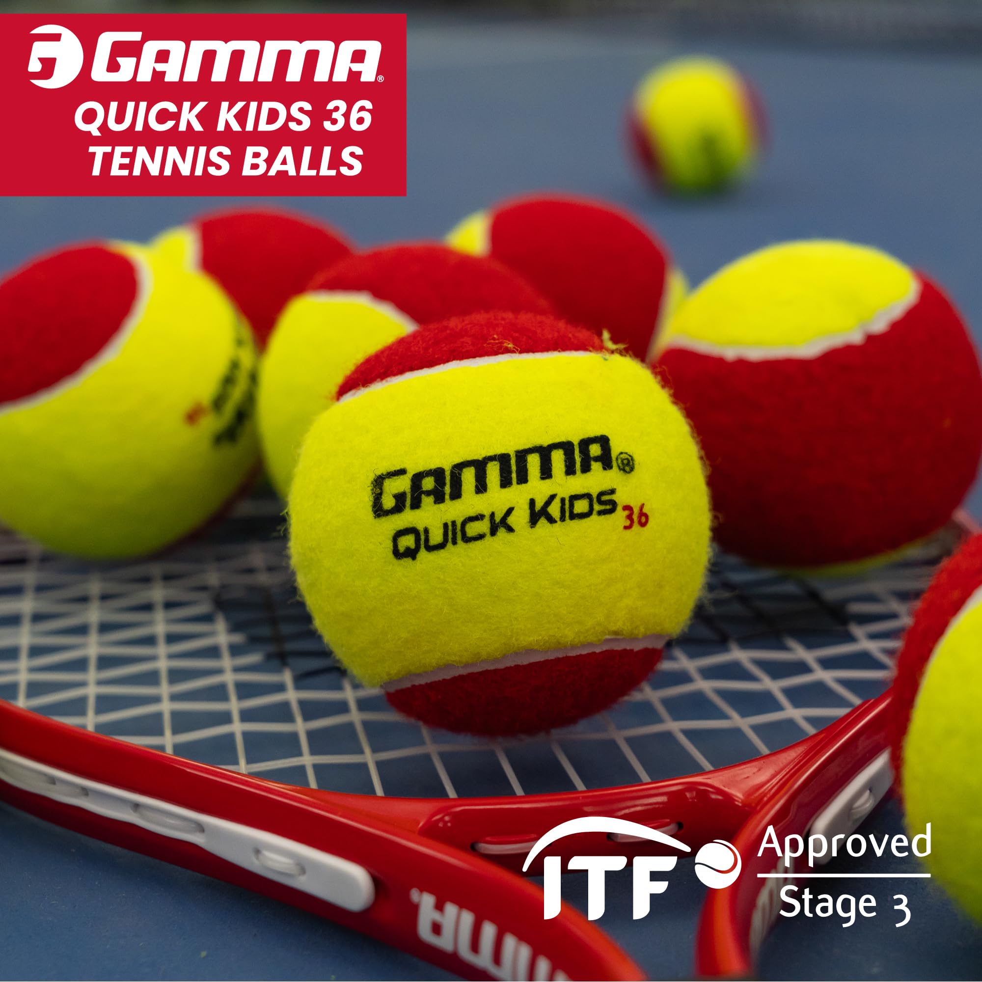 Designed for 36' courts Gamma Quick Kids 36 training balls