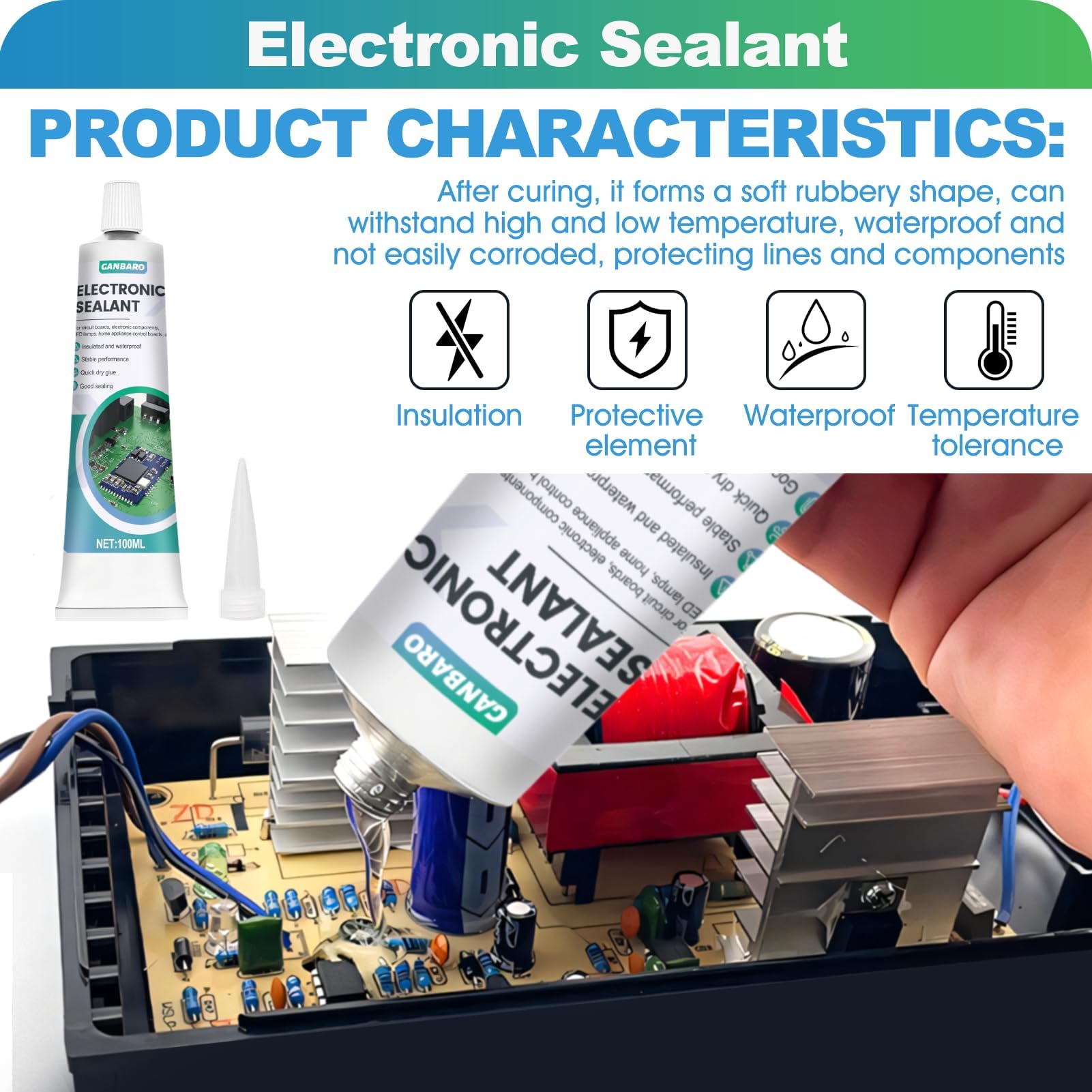 Ganbaro 3-4 oz silicone adhesive sealant packaging
